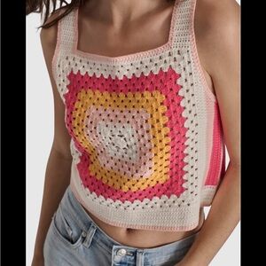 DKNY Faux Crochet Tank in Peach Melba at Nordstrom Rack, Size medium